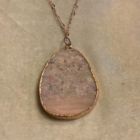 Large Quartz Pendant and Rose Gold Necklace NEW - Picture 10 of 13